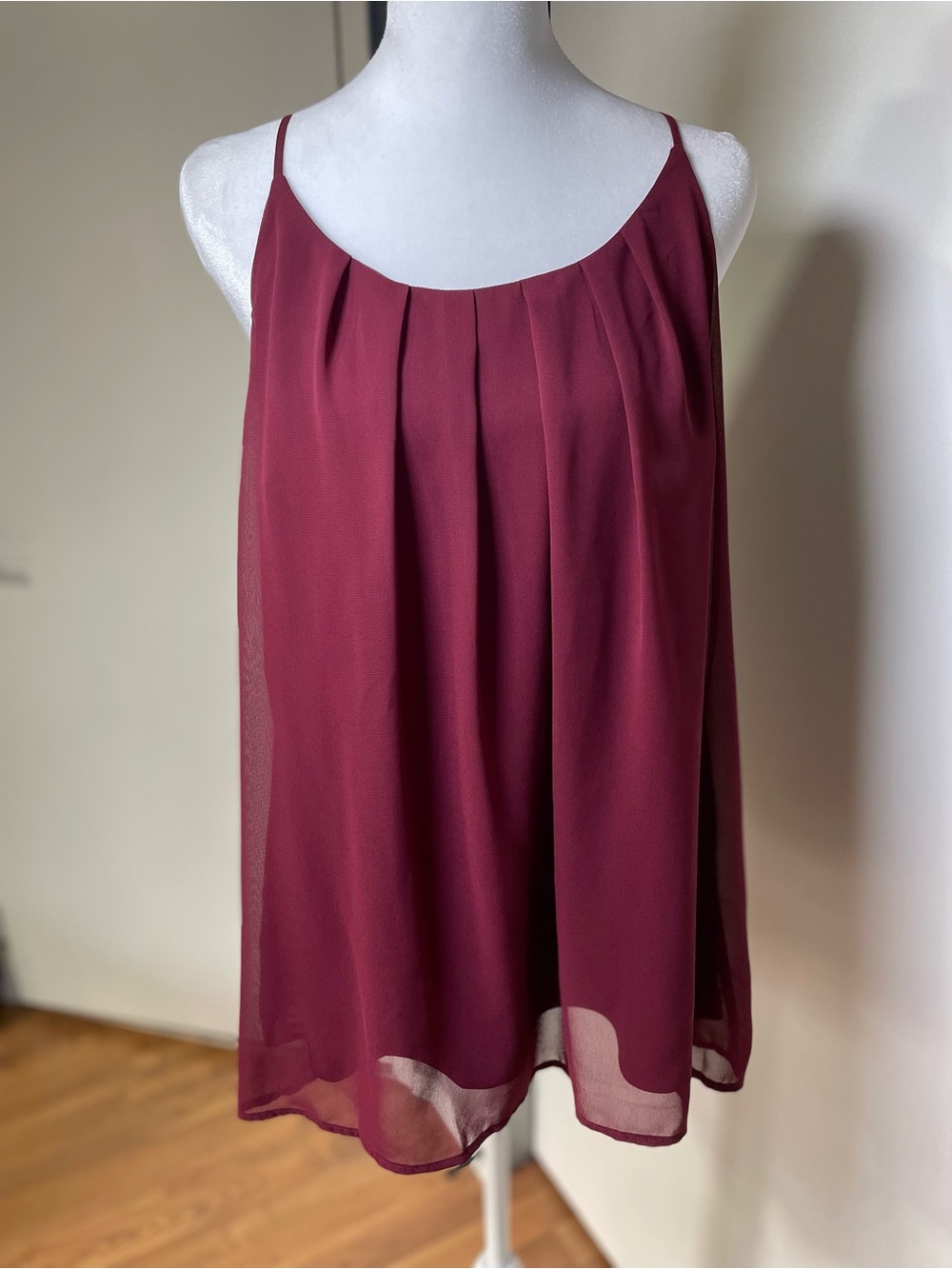 Women’s Burgundy Pleated Chiffon Camisole